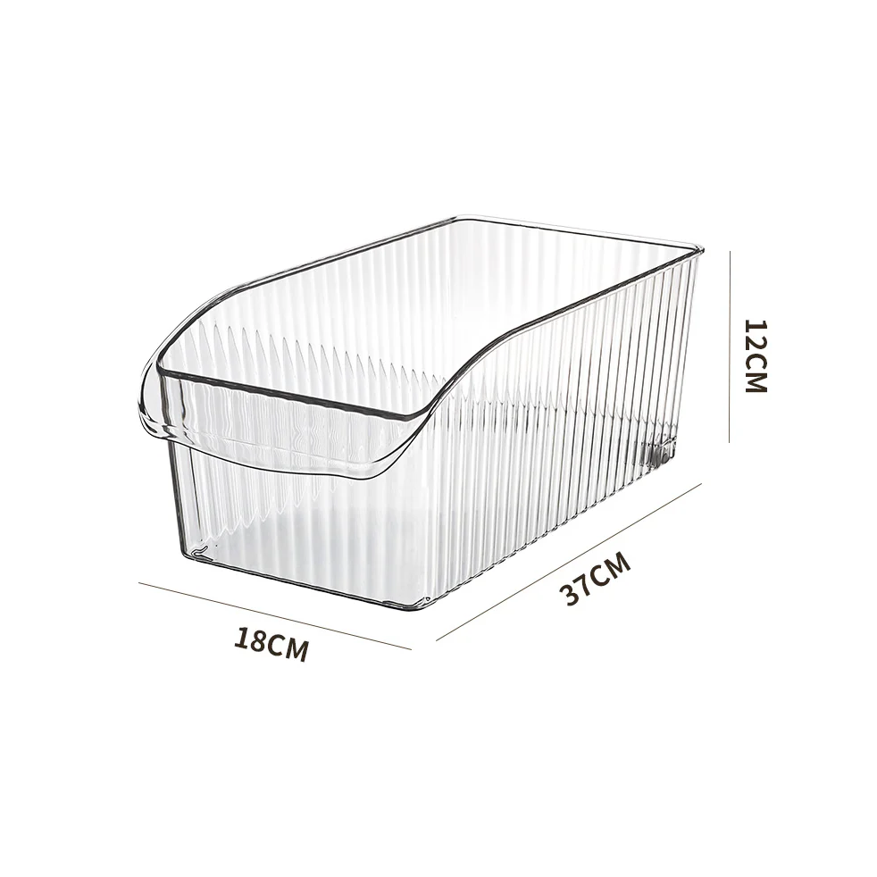 Ribbed Deep Fridge Storage Bin - Clear - Image 7