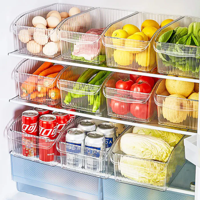 Ribbed Deep Fridge Storage Bin - Clear - Image 9