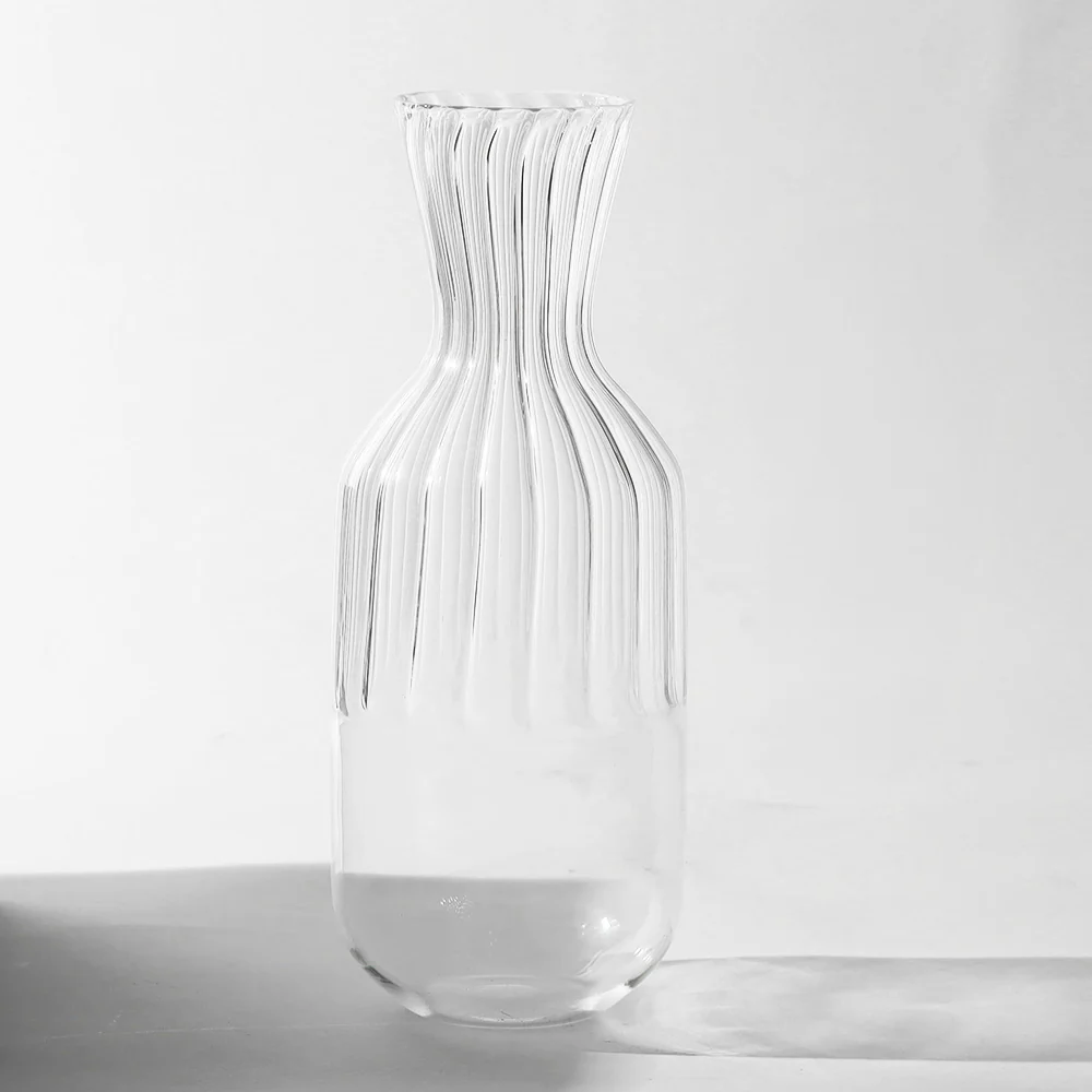 Ribbed Glass Carafe - Clear - Image 3