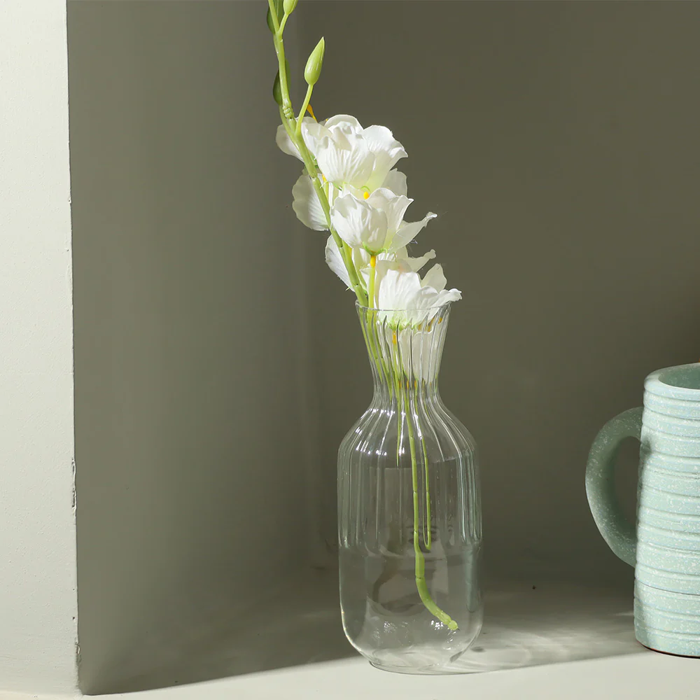 Ribbed Glass Carafe - Clear - Image 4