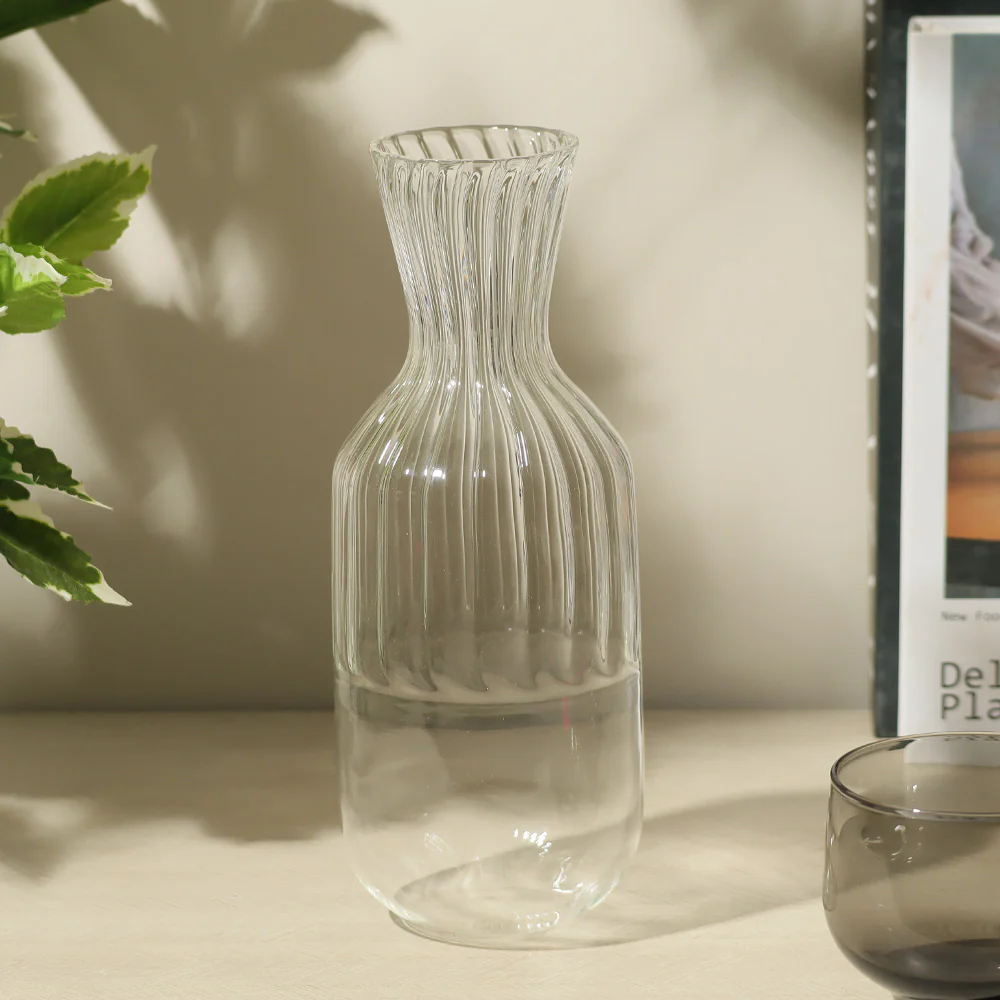Ribbed Glass Carafe - Clear - Image 5