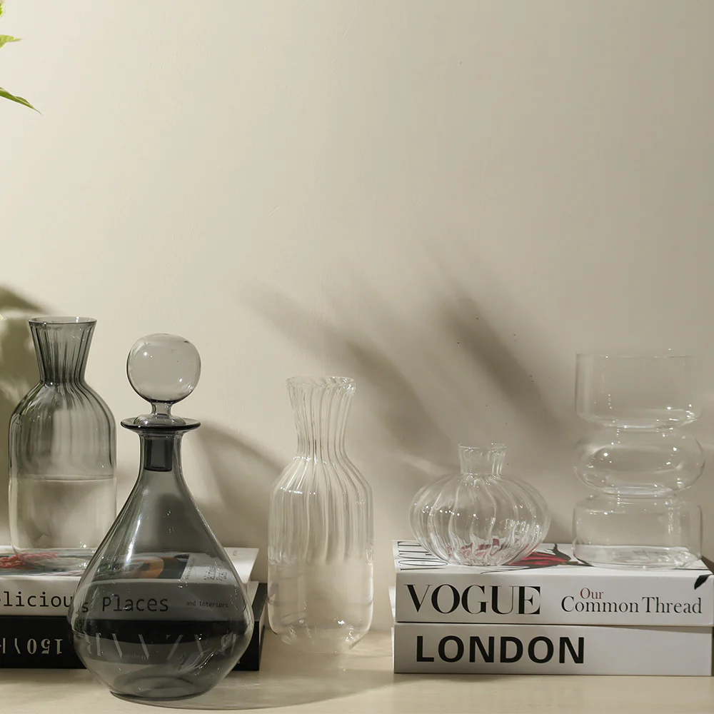 Ribbed Glass Carafe - Clear - Image 6