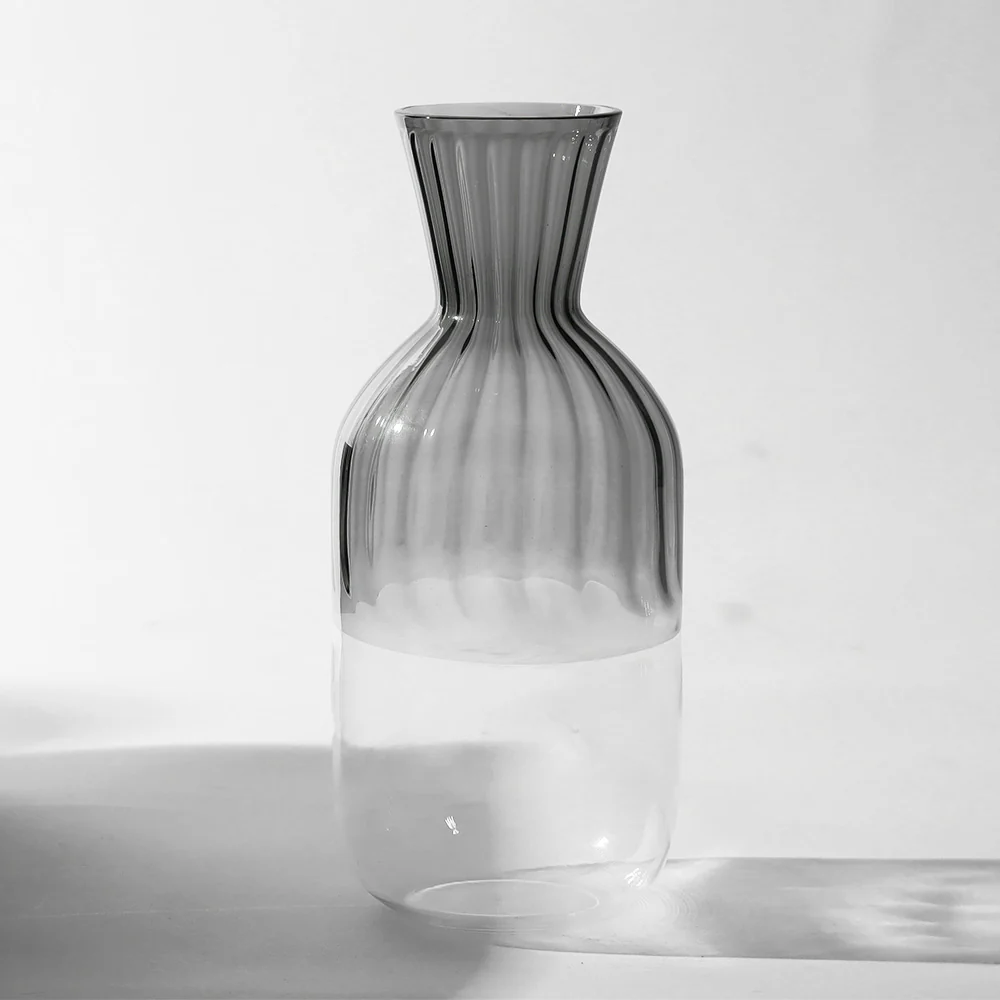 Ribbed Glass Carafe - Shaded Grey - Image 3