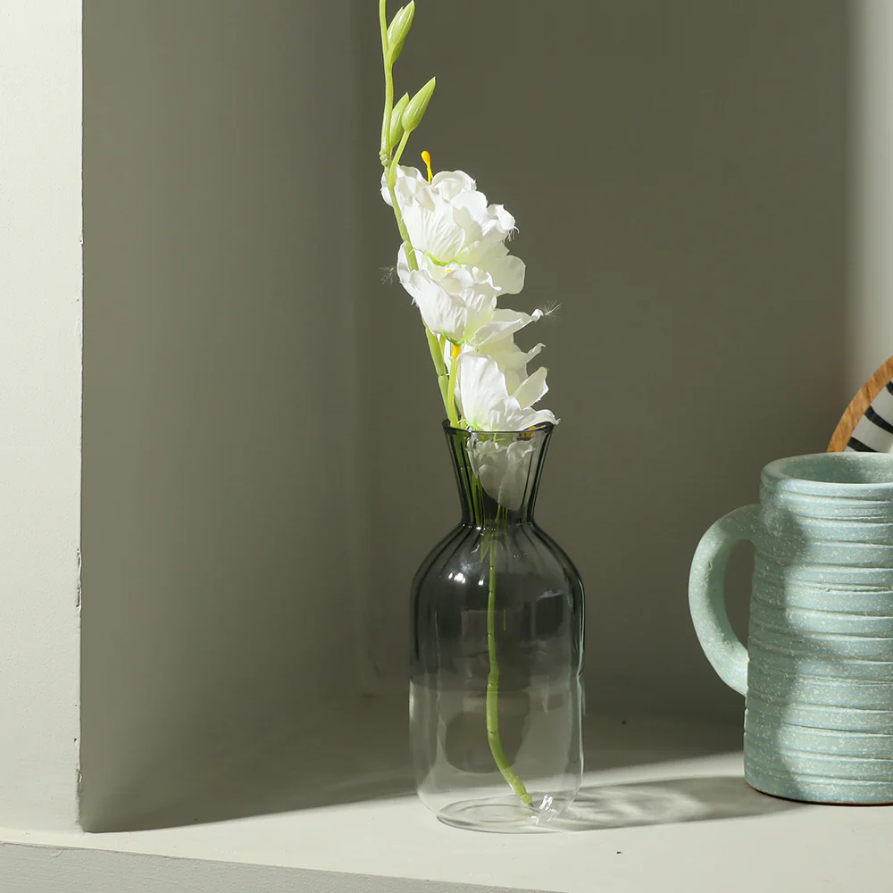 Ribbed Glass Carafe - Shaded Grey - Image 4