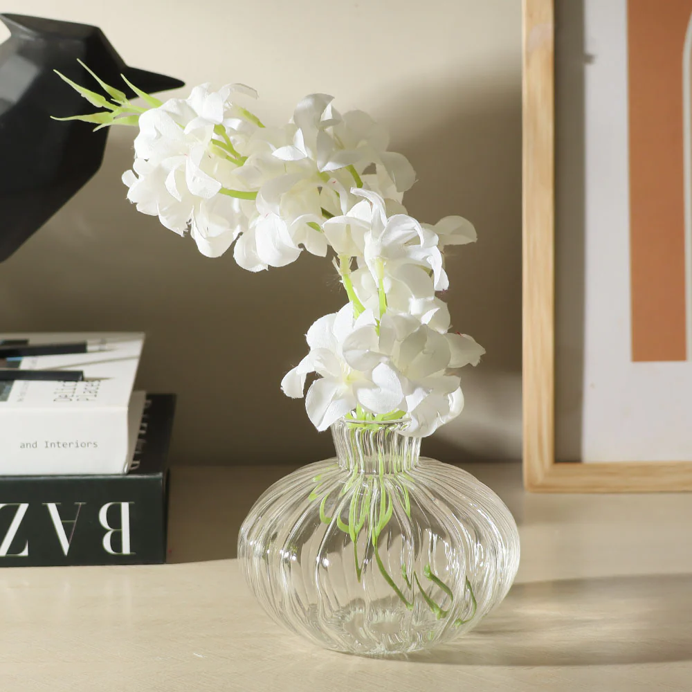 Ribbed Glass Vase Small - Clear - Image 2