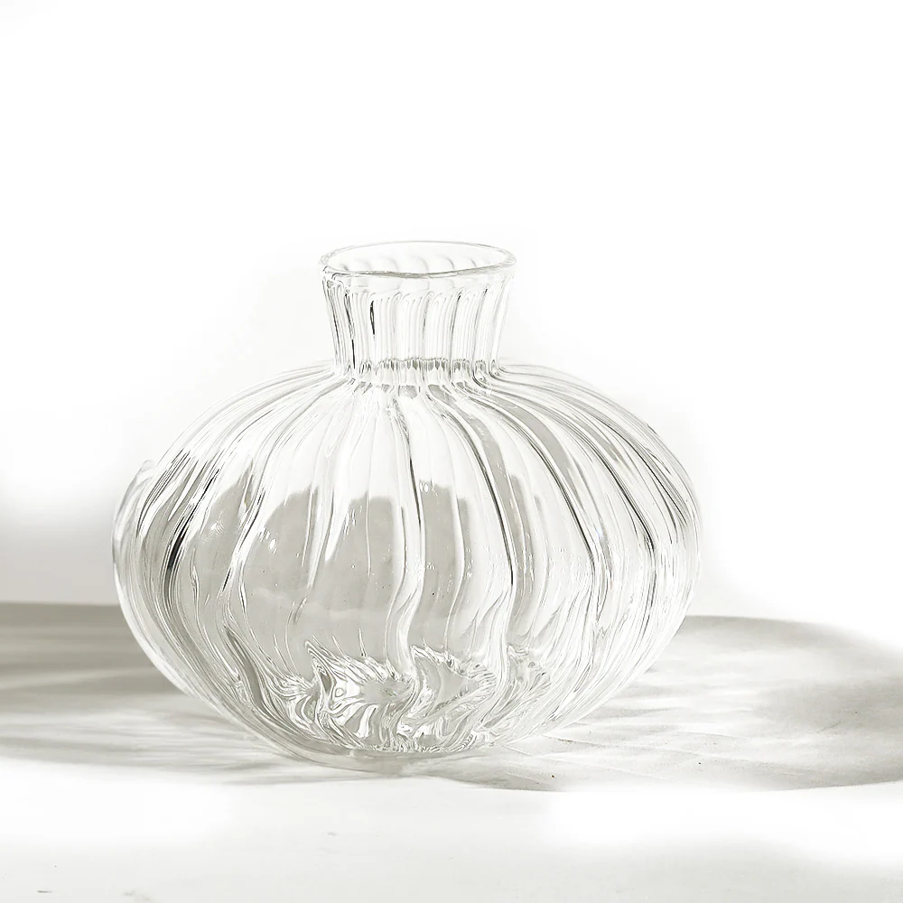 Ribbed Glass Vase Small - Clear - Image 3