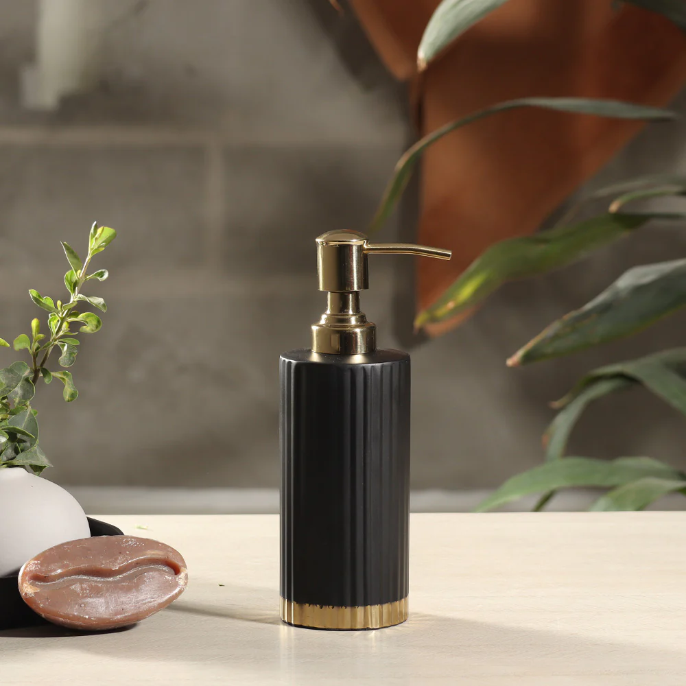Ribbed Soap Dispenser - Black Gold - Image 2
