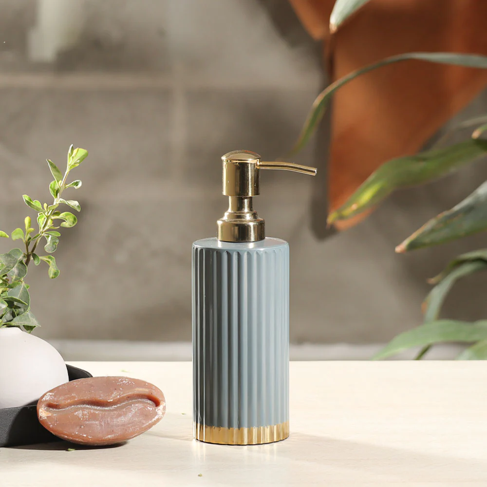 Ribbed Soap Dispenser - Grey Gold - Image 2
