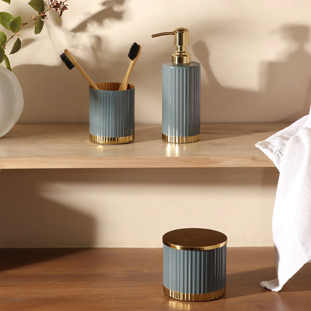 Ribbed Soap Dispenser - Grey Gold - Image 5