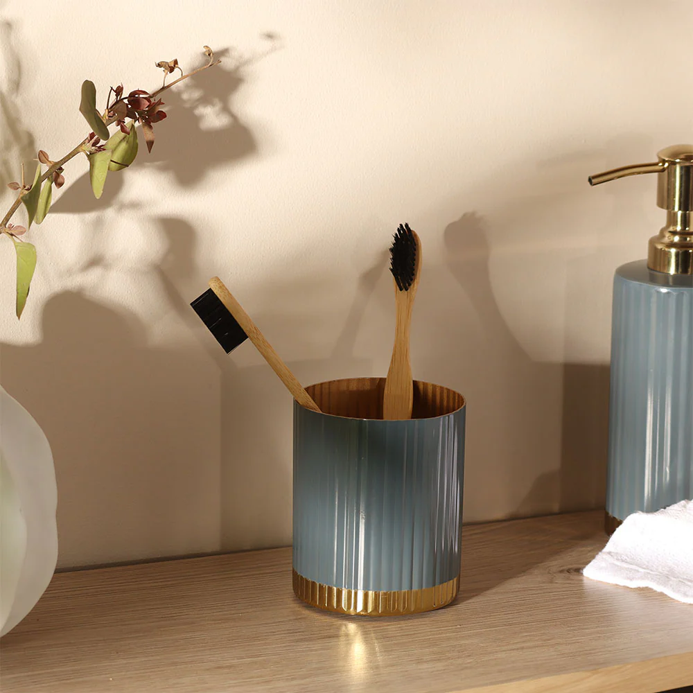 Ribbed Toothbrush Tumbler - Grey Gold - Image 3