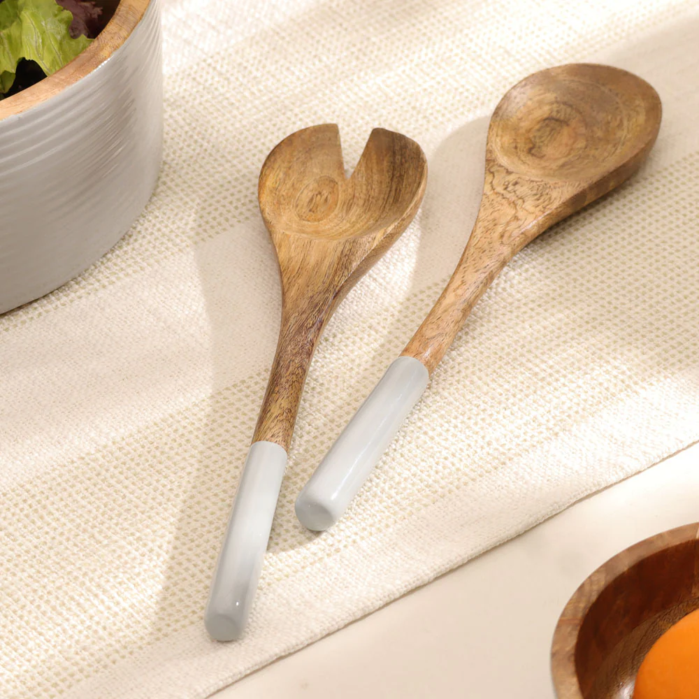 Riko Mango Wood Serving Set - Periwinkle - Image 4