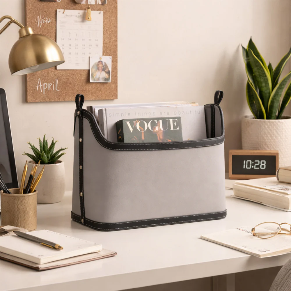 Rivet Magazine Basket - Grey Black