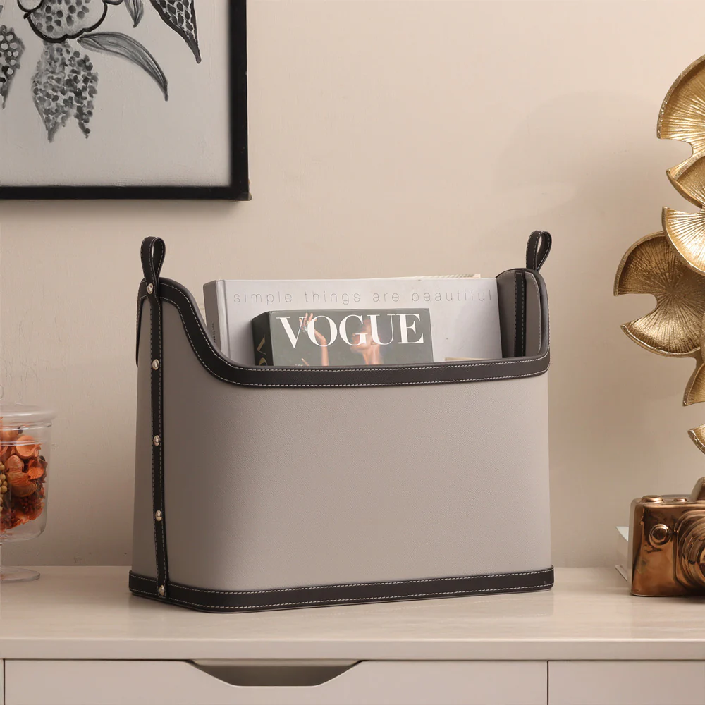 Rivet Magazine Basket - Grey Black - Image 4