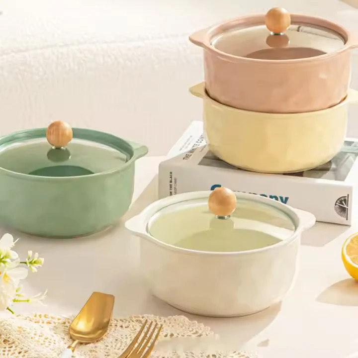 Roja Ceramic Serving Pot with Glass Lid - Ivory - Image 7