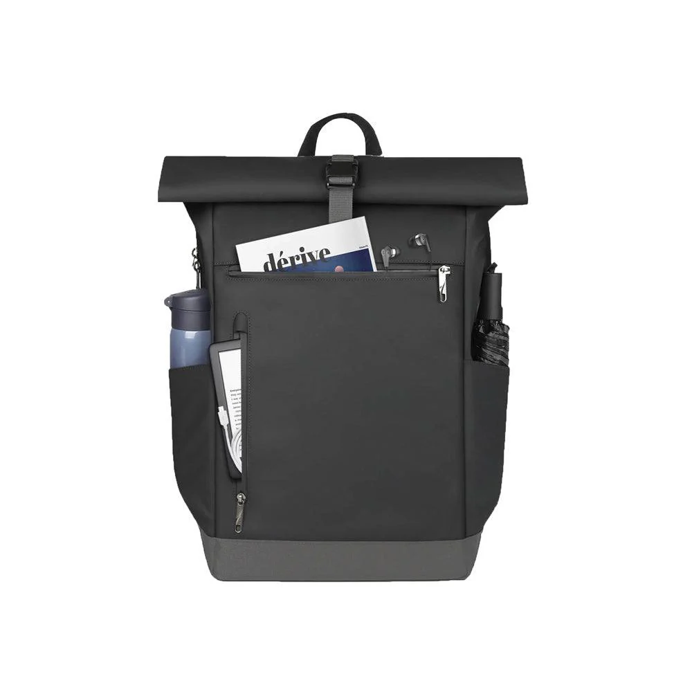 Roll Top Laptop Backpack 30L - Black - Image 6