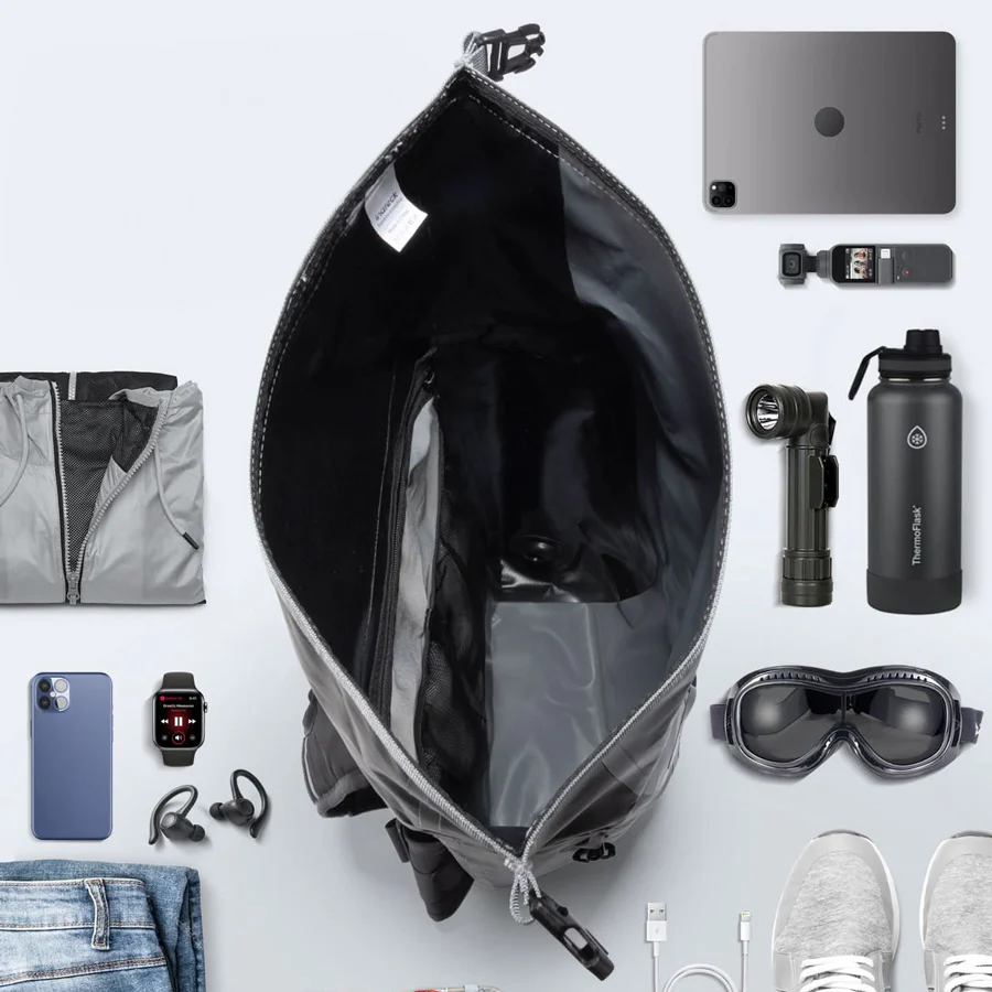 RollTop Expandable Backpack 25-30L - Grey Black - Image 4