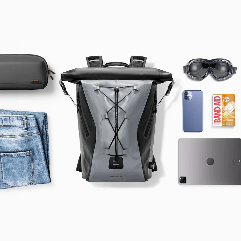 RollTop Expandable Backpack 25-30L - Grey Black - Image 5