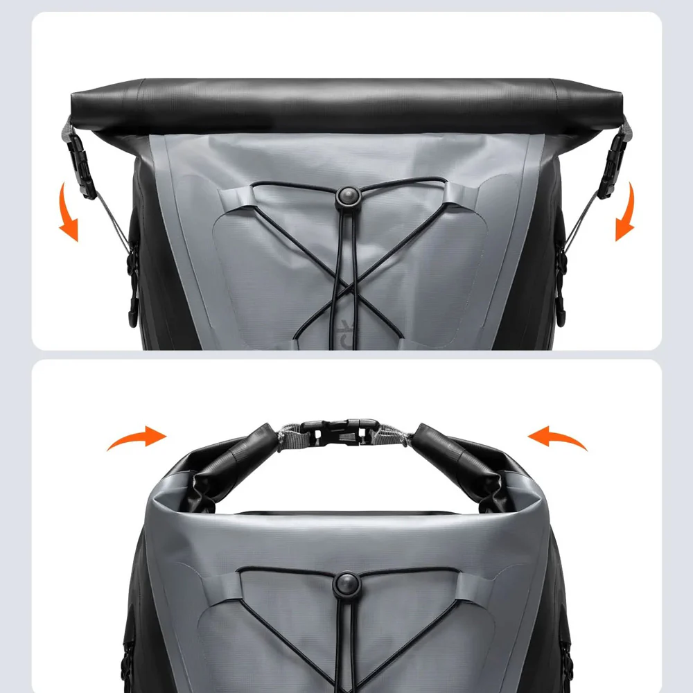 RollTop Expandable Backpack 25-30L - Grey Black - Image 7