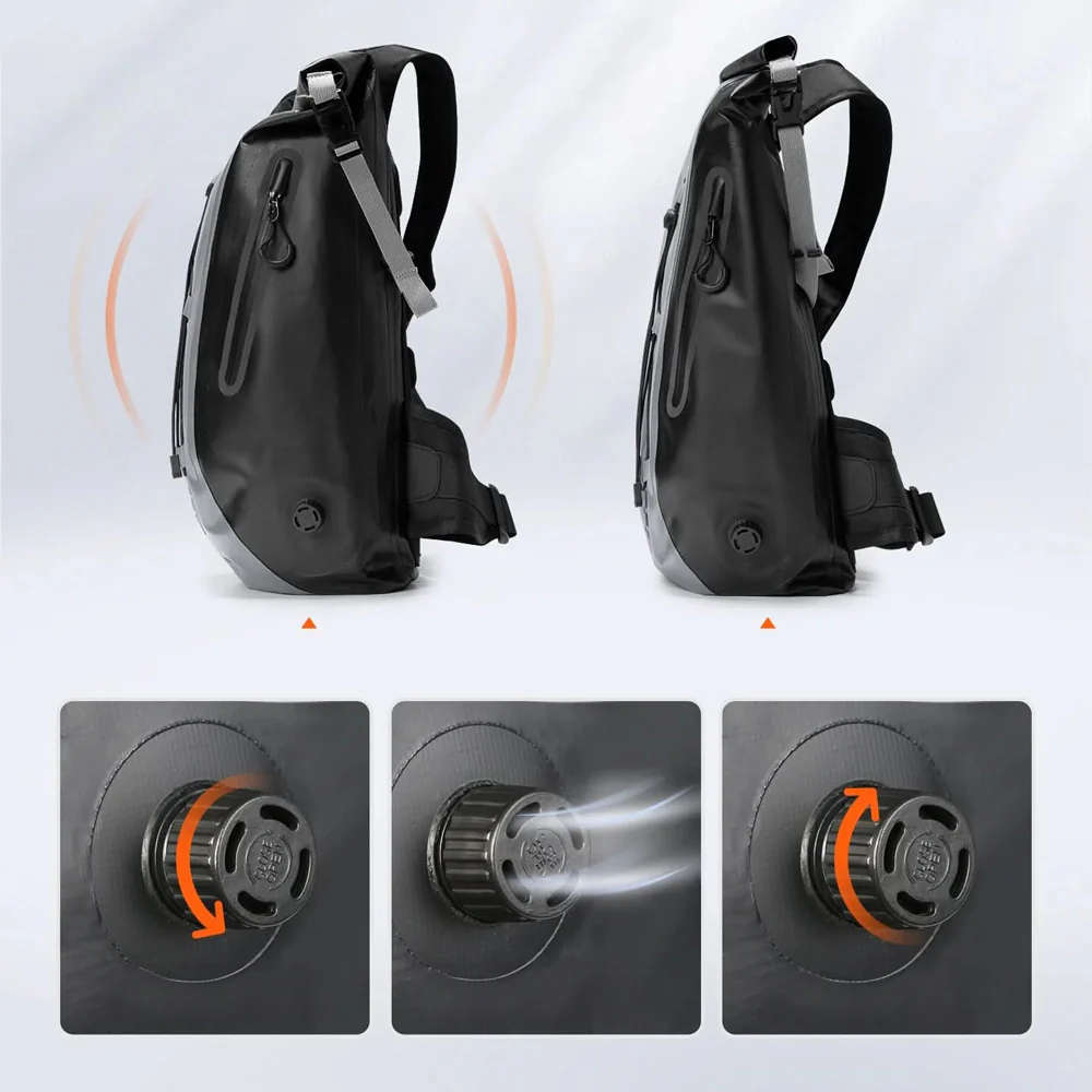 RollTop Expandable Backpack 25-30L - Grey Black - Image 9