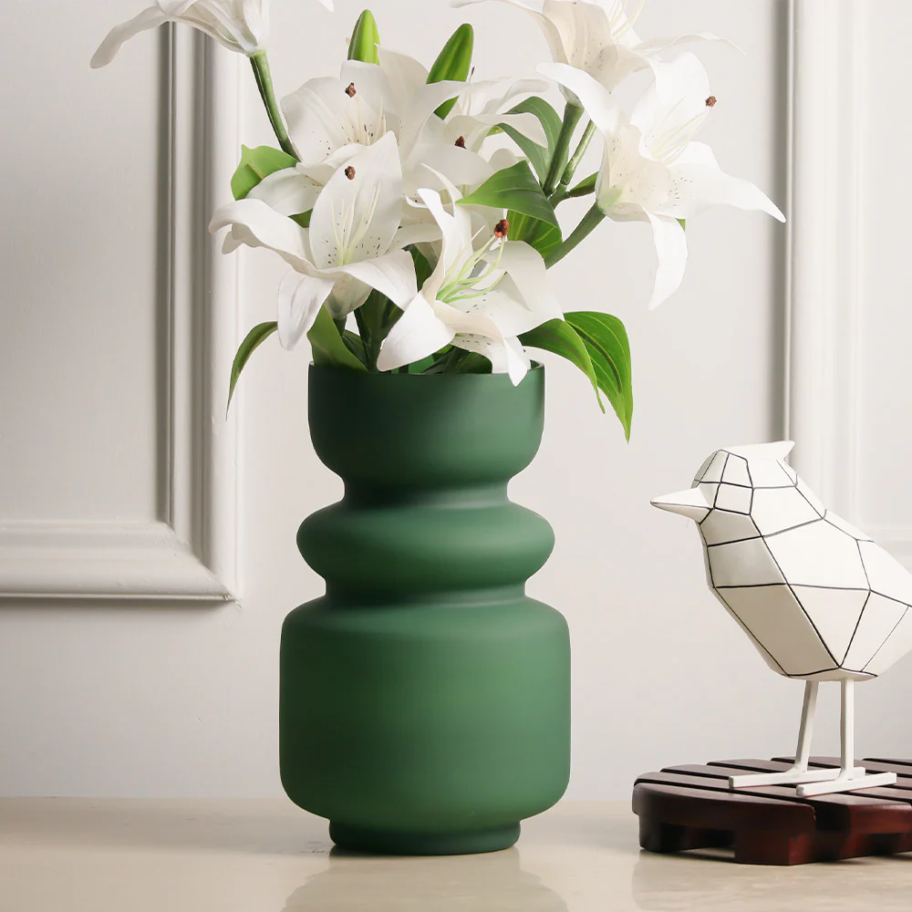 Roma Glass Vase Tall - Emerald Green - Image 5