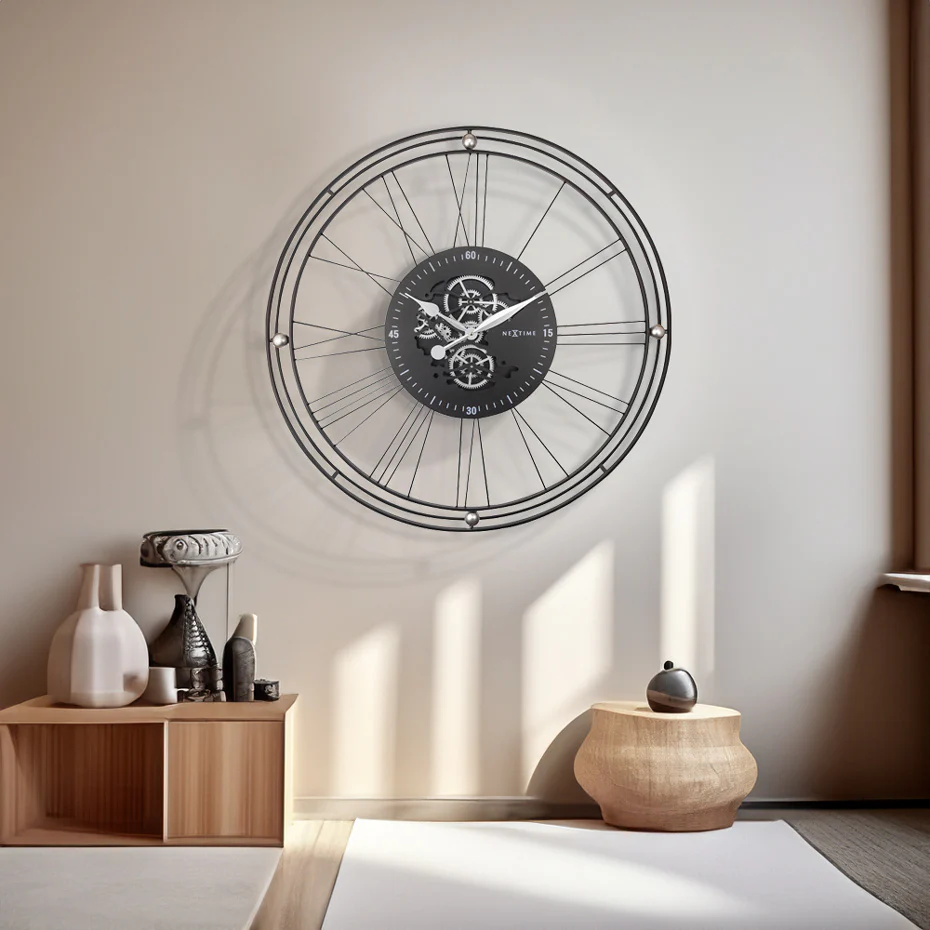 Roman Gear Wall Clock 90cm - Steel