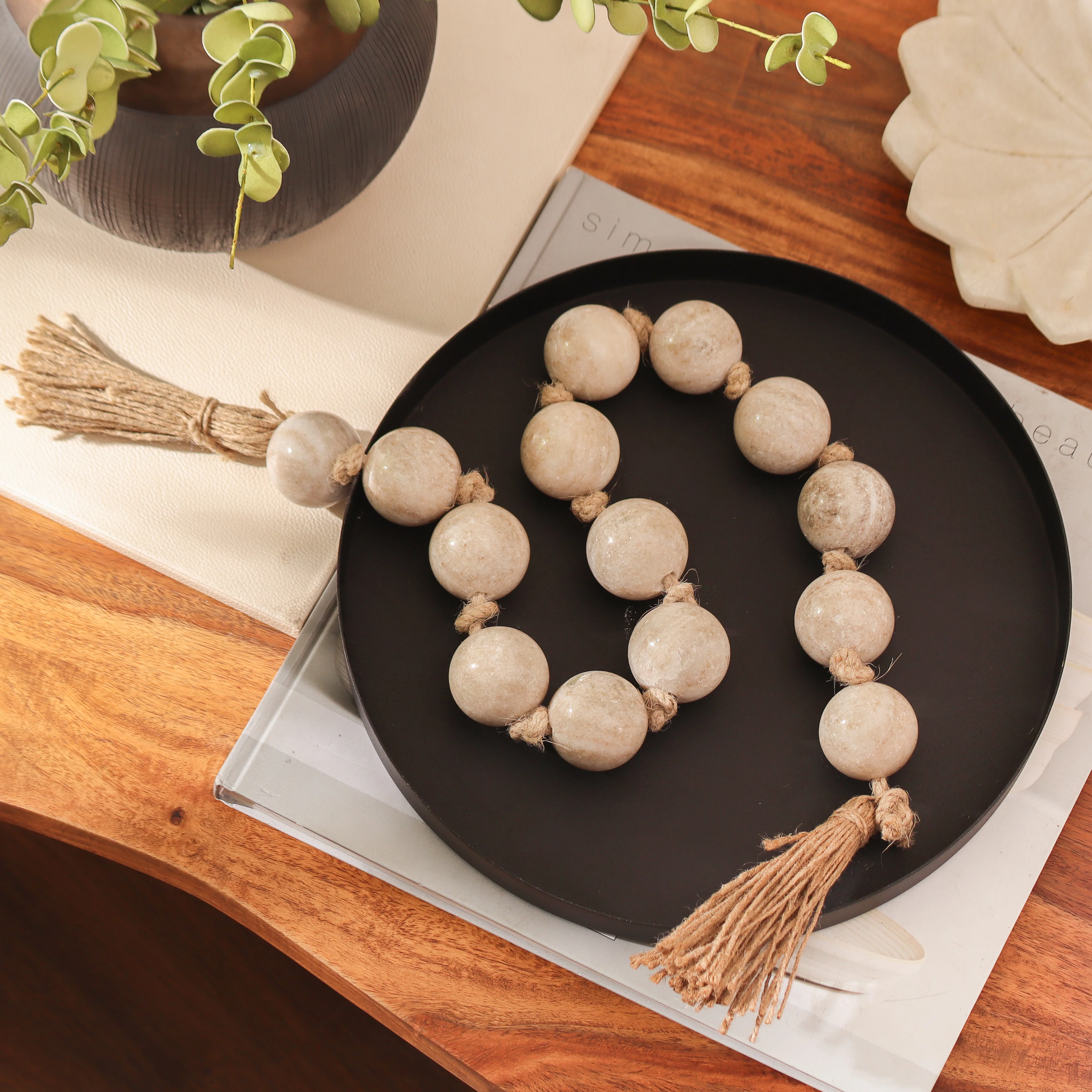 Rosario Marble Beads Sculpture  - Beige Natural - Image 4