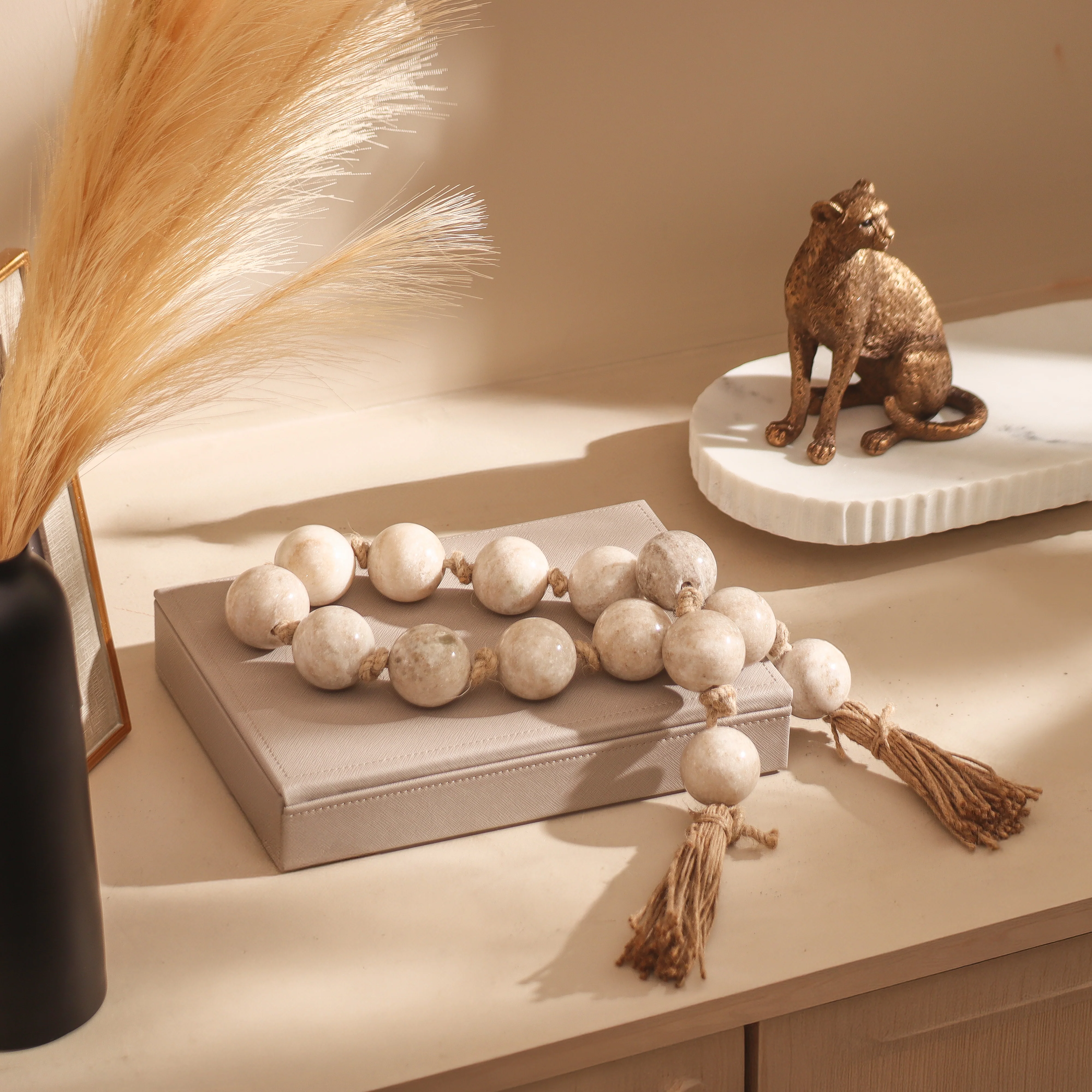 Rosario Marble Beads Sculpture  - Beige Natural - Image 6