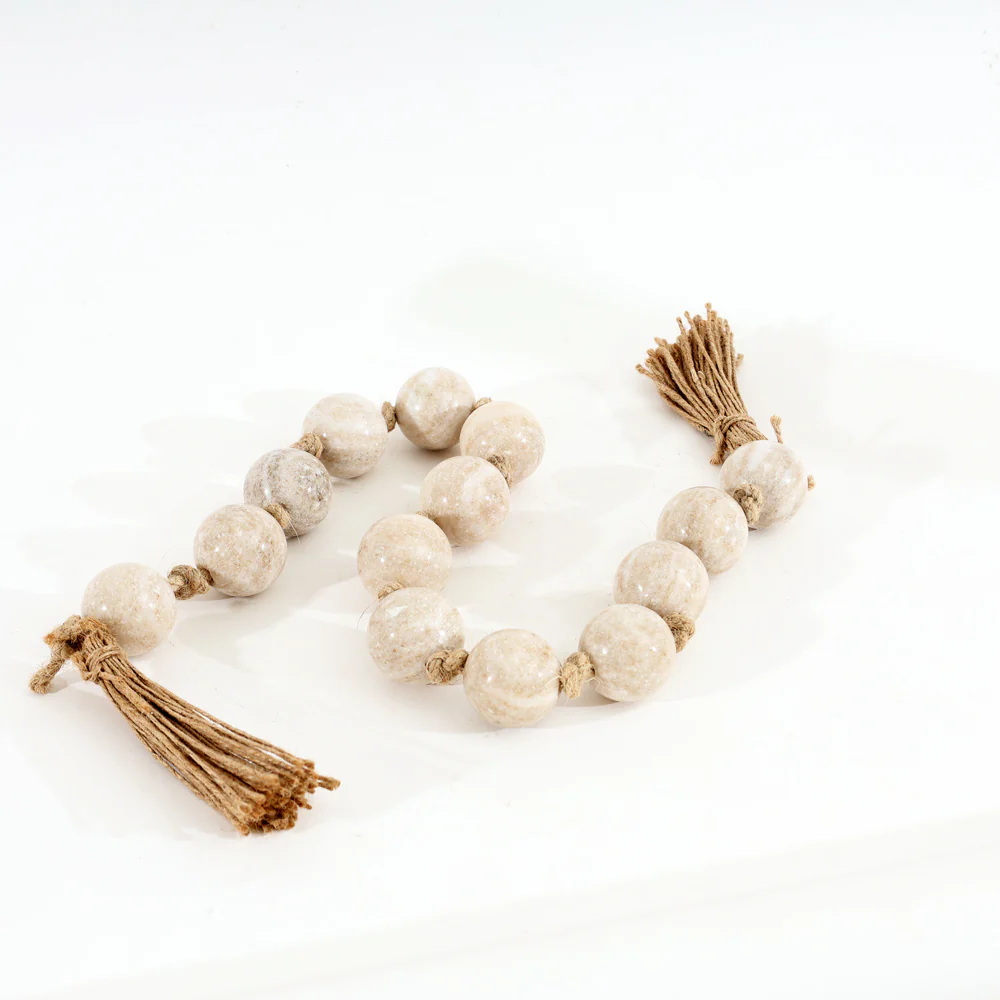 Rosario Marble Beads Sculpture  - Beige Natural - Image 7