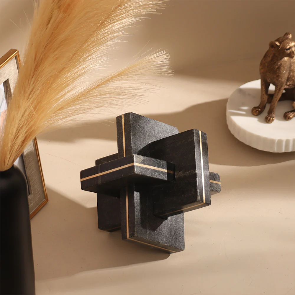 Rosen Knot Marble Sculpture - Black Gold - Image 2