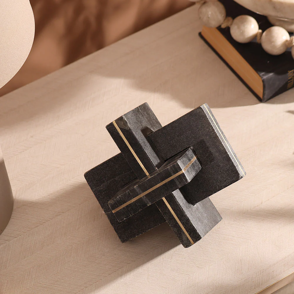 Rosen Knot Marble Sculpture - Black Gold - Image 5
