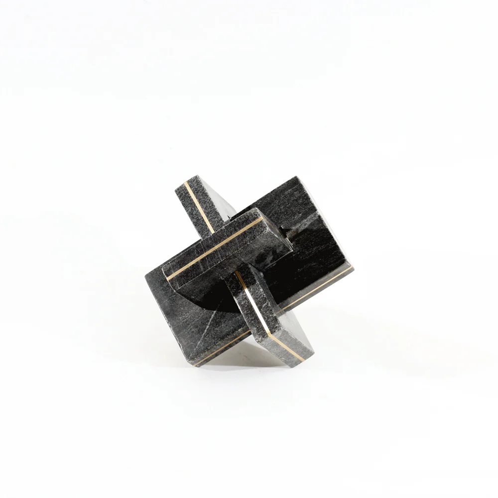 Rosen Knot Marble Sculpture - Black Gold - Image 6