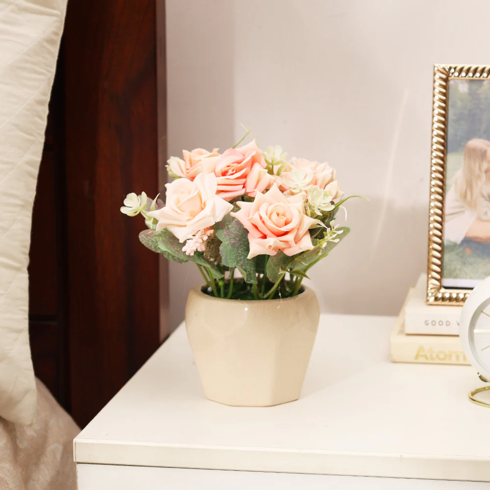 Roses Artificial Potted Plant - Pink Beige - Image 7