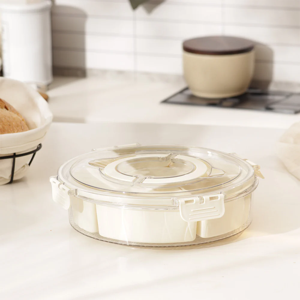 Round Spice Storage Box with Lid - Cream - Image 4