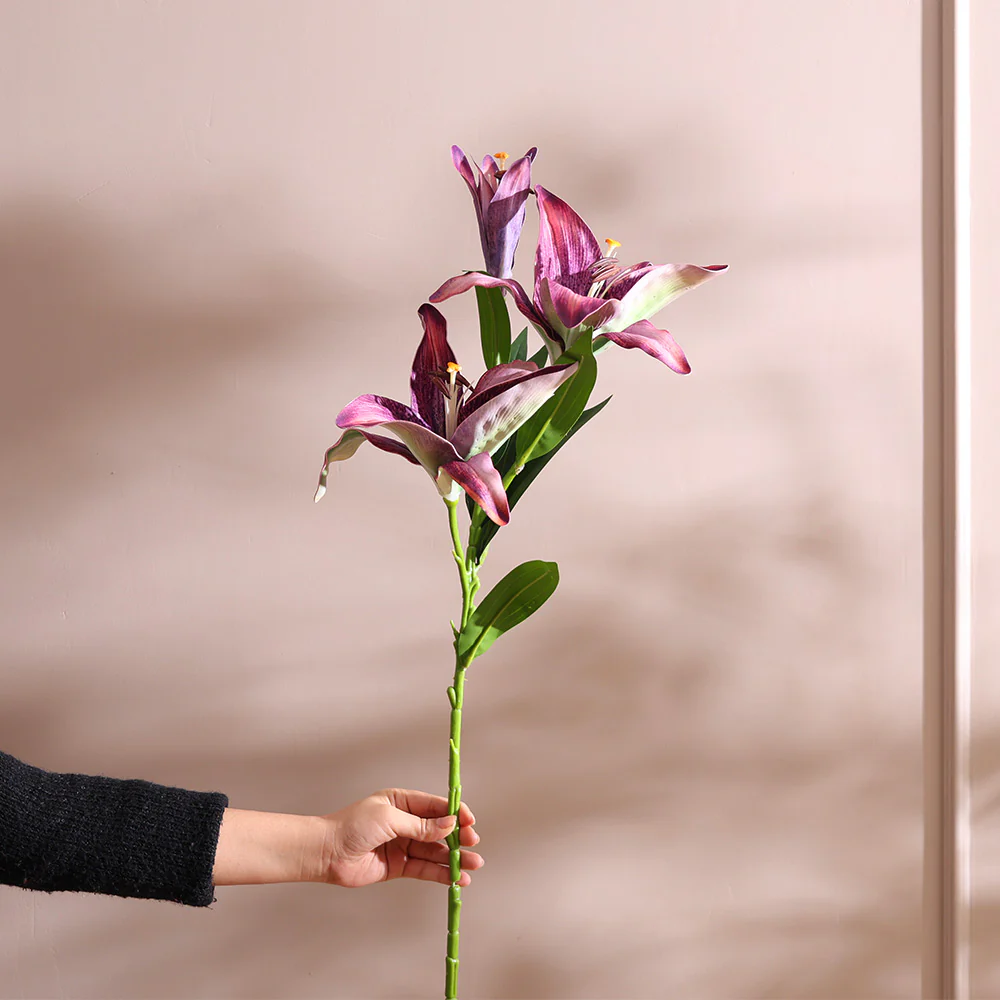Royal Lily Faux Stem - Royal Purple - Image 3