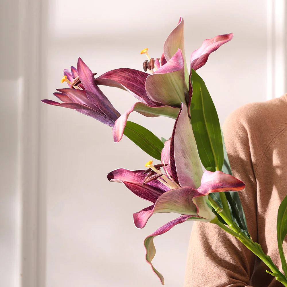 Royal Lily Faux Stem - Royal Purple - Image 4