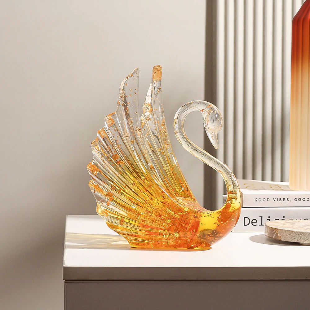 Royal Swan Sculpture - Clear Gold - Image 2