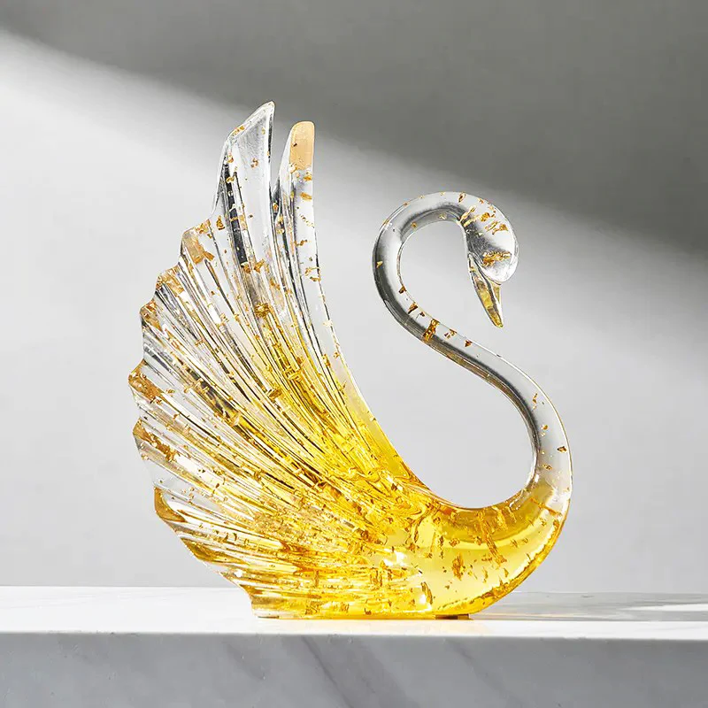 Royal Swan Sculpture - Clear Gold - Image 3