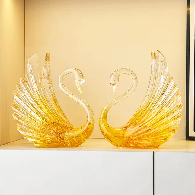 Royal Swan Sculpture - Clear Gold - Image 6