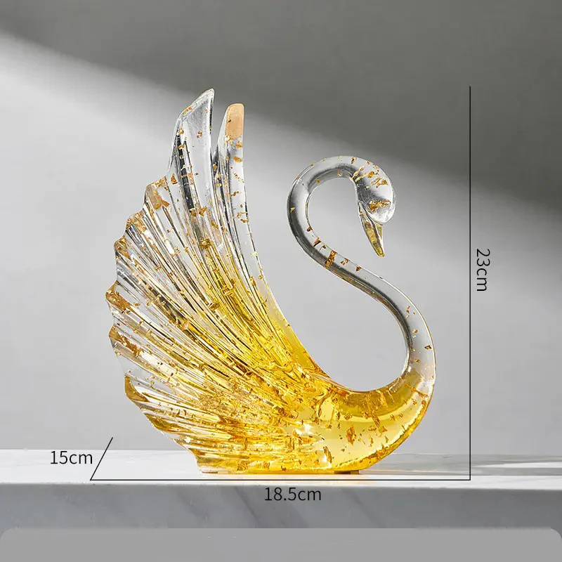 Royal Swan Sculpture - Clear Gold - Image 8