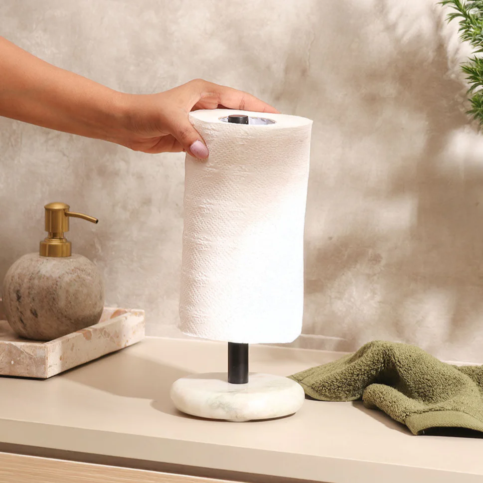 Rubio Marble Paper Towel Holder - White Black