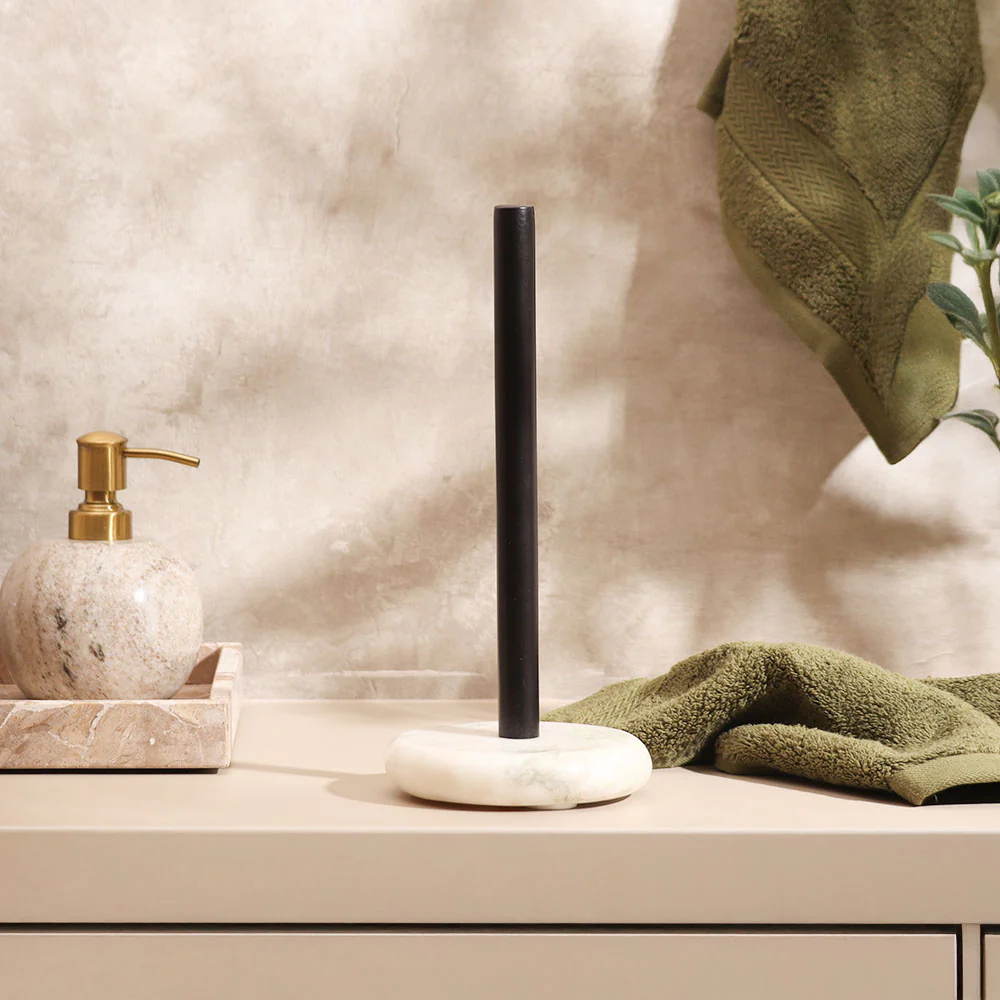 Rubio Marble Paper Towel Holder - White Black - Image 4