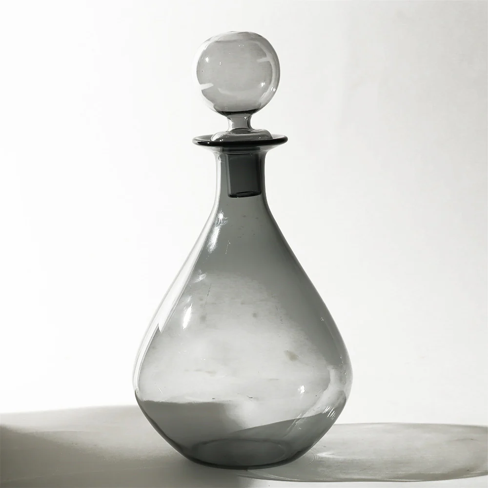 Rune Glass Bottle with Stopper - Smokey Grey - Image 3