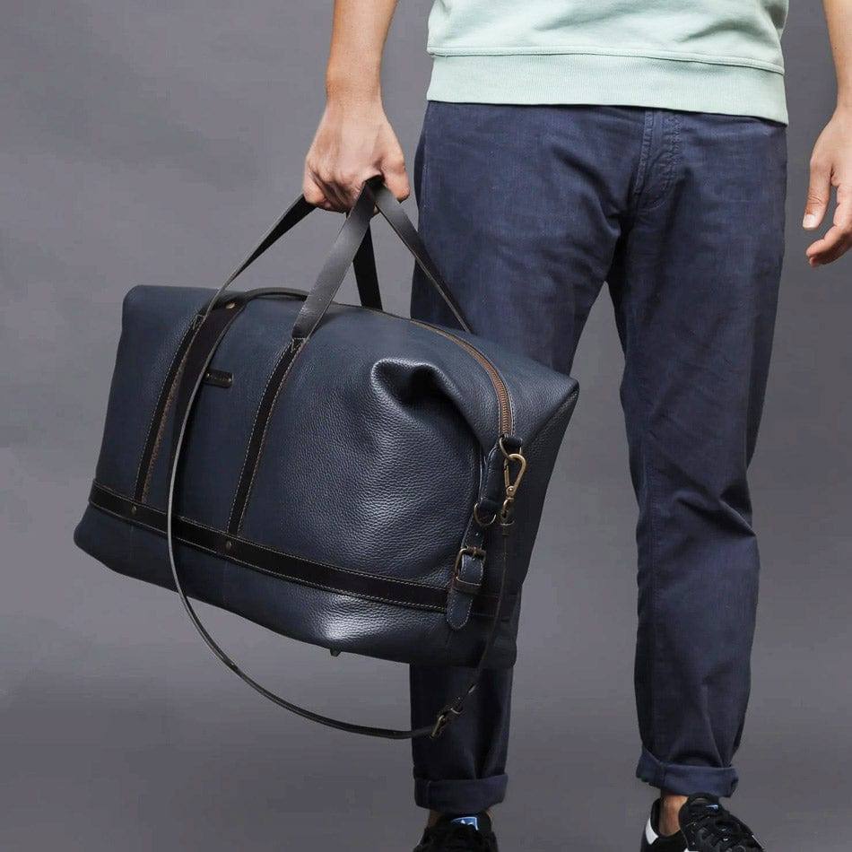 Runway Leather Travel Bag - Navy
