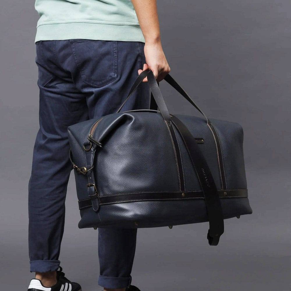 Runway Leather Travel Bag - Navy - Image 2