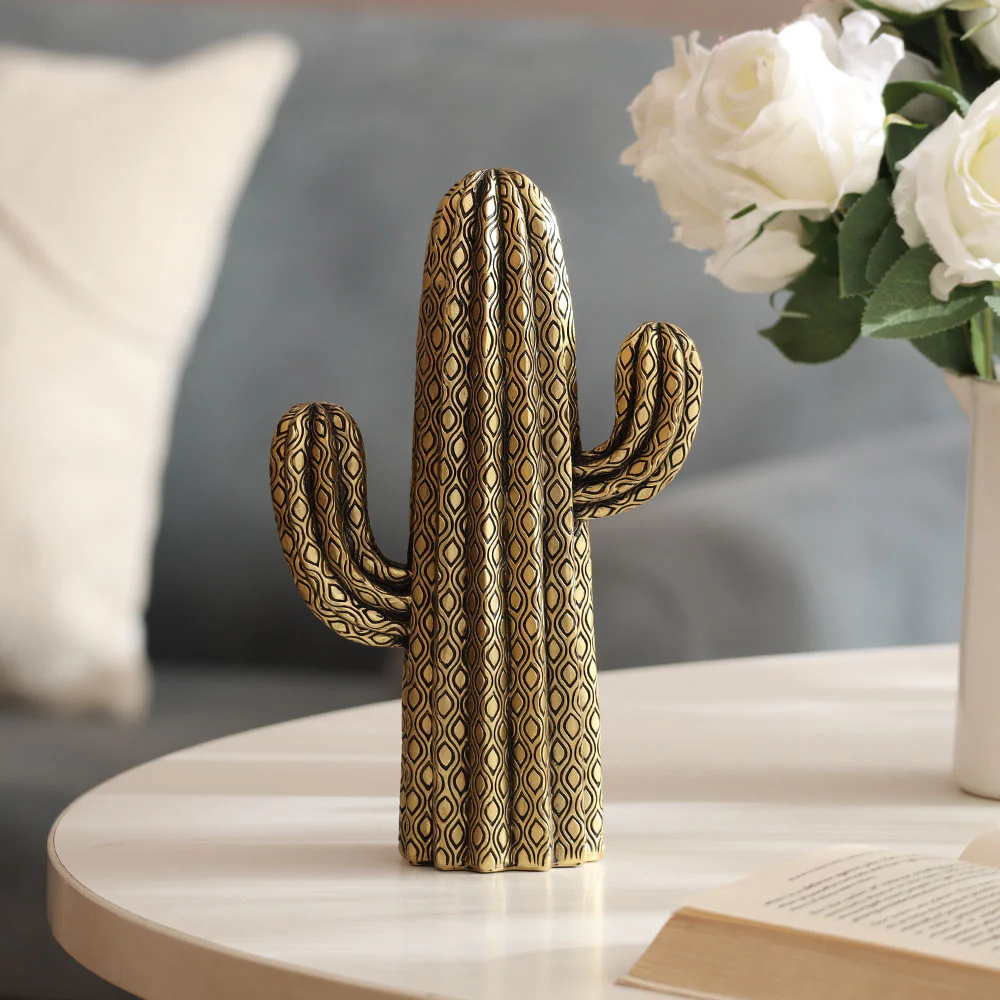 Saguaro Cactus Decorative Sculpture - Black Gold - Image 2