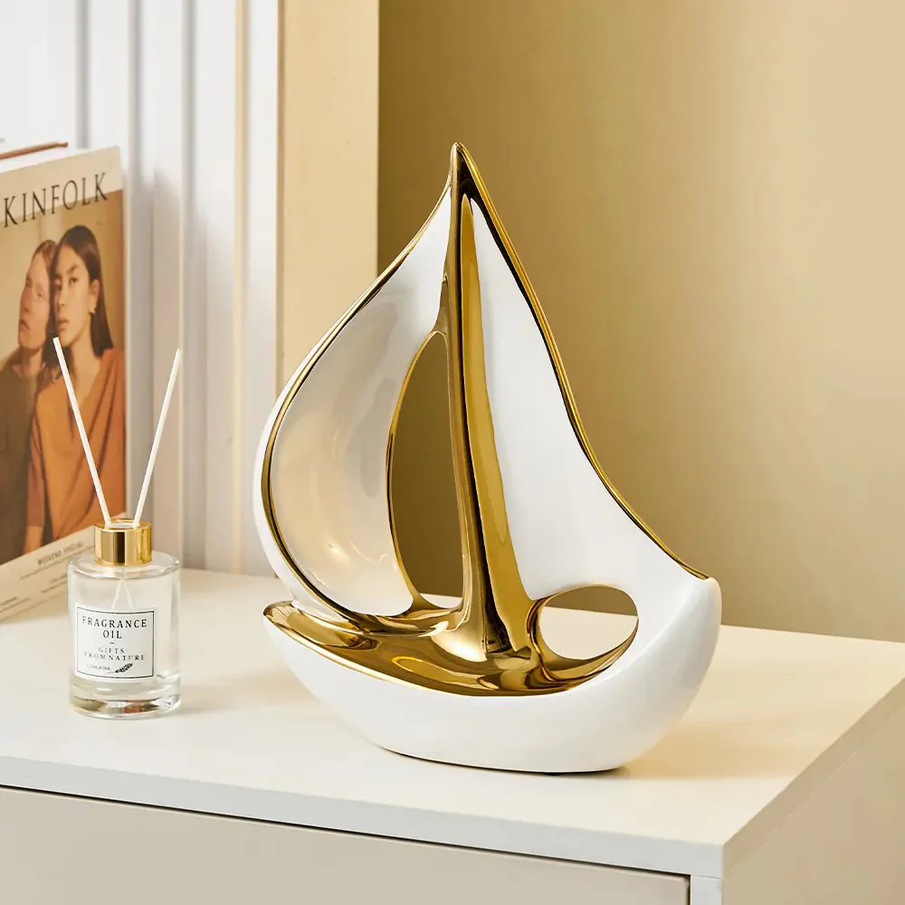 Sailing Ship Decorative Sculpture Large - White