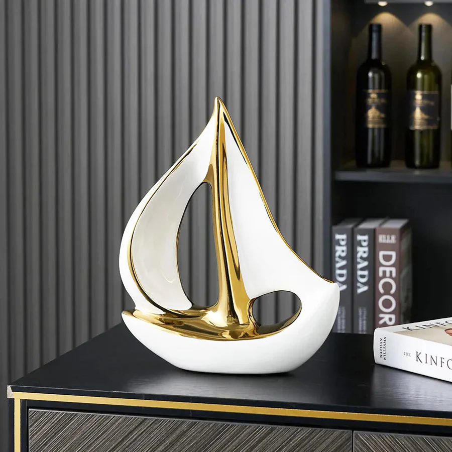 Sailing Ship Decorative Sculpture Large - White - Image 2