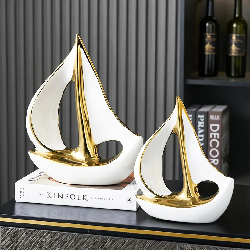Sailing Ship Decorative Sculpture Large - White - Image 5