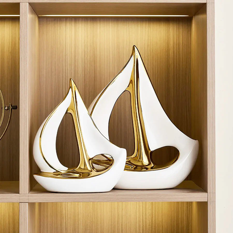Sailing Ship Decorative Sculpture Large - White - Image 6