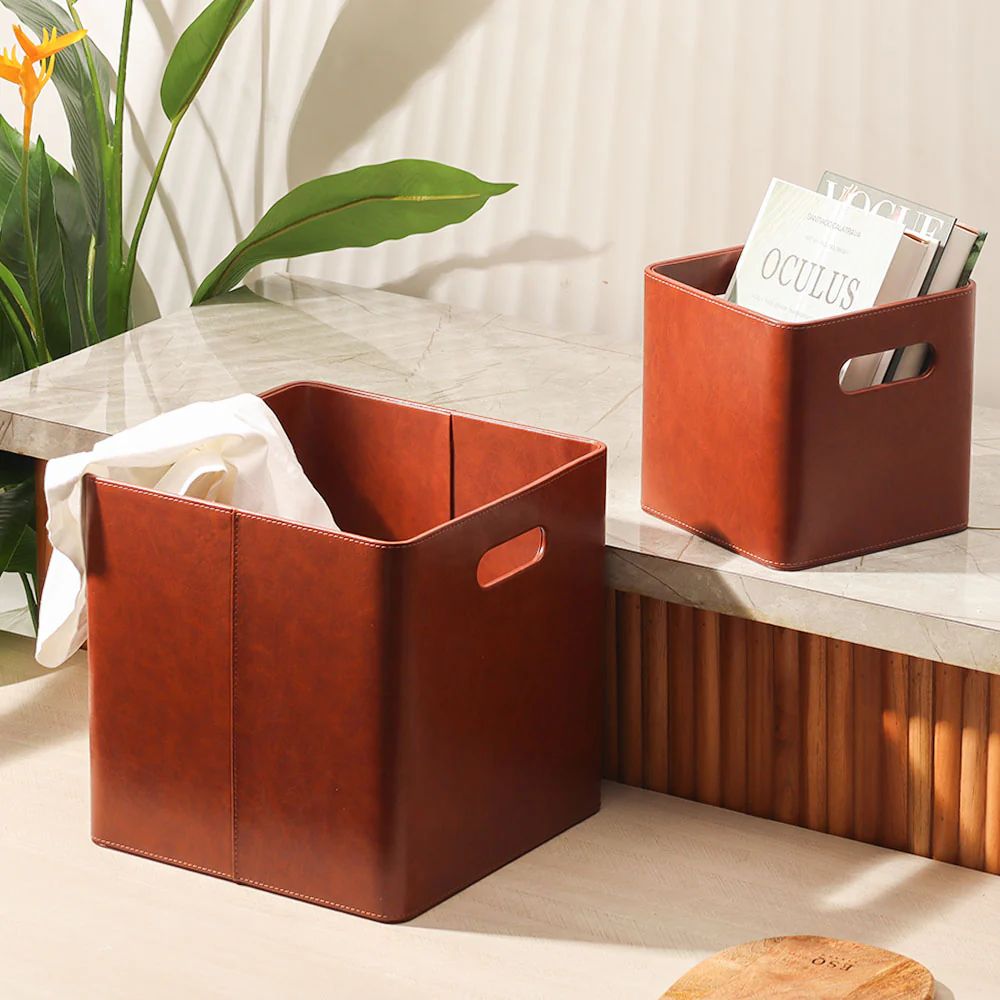 Salle Square Storage Bins, Set of 2 - Auburn - Image 2
